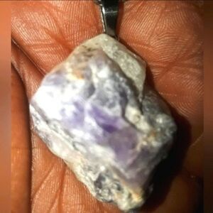 Raw Lepidolite crystal pendant necklace